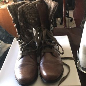 Steve Madden Brown Lace-Up Ankle Booties